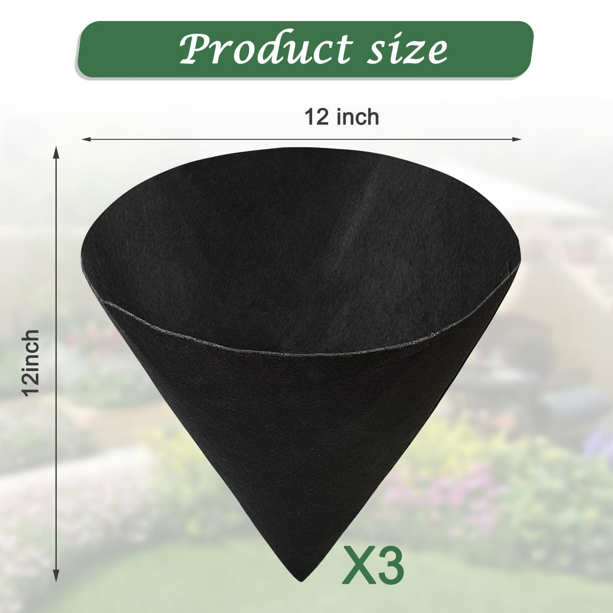 Emsiok black felt planter liner shows durable non-woven construction