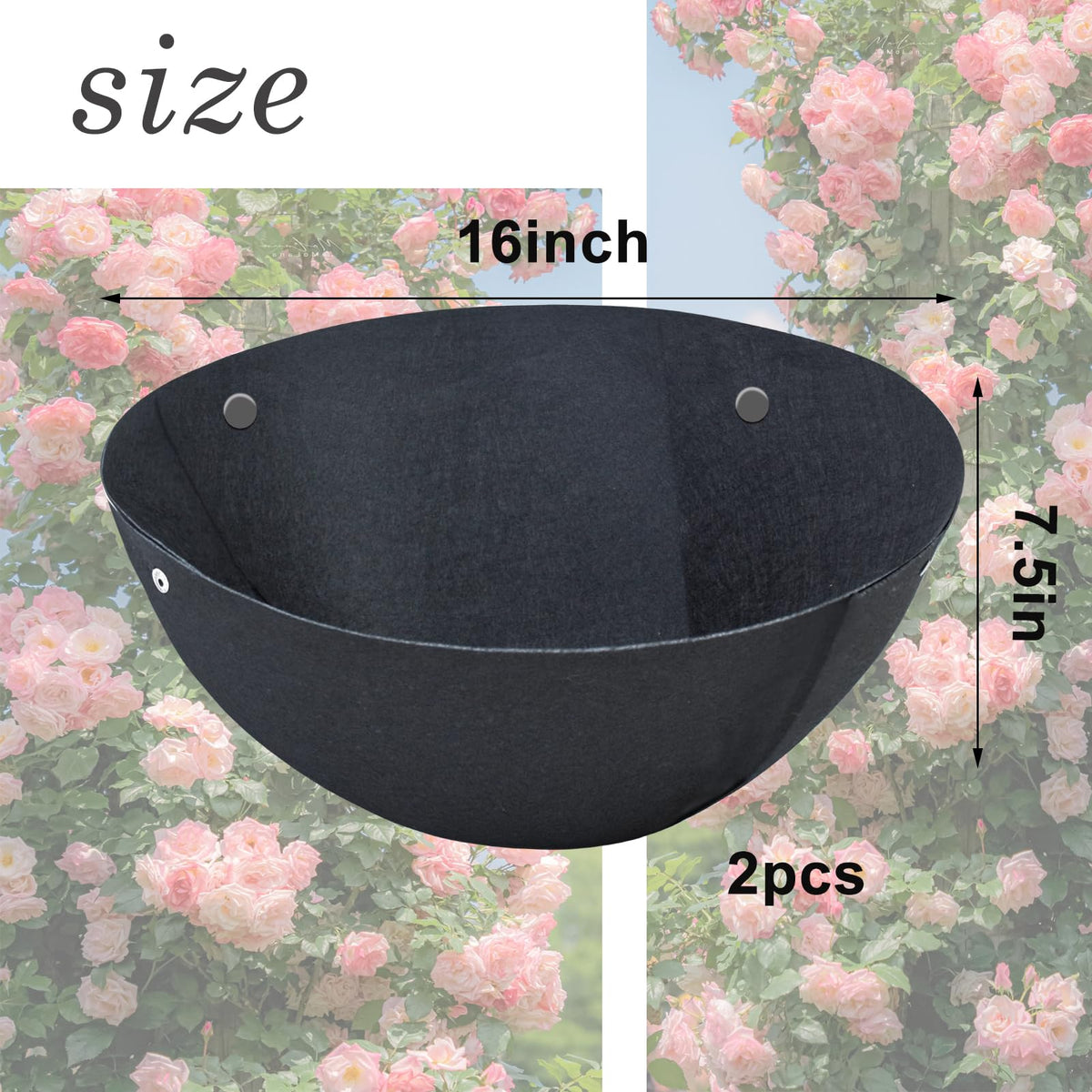 Emsiok felt liner for hanging baskets provides breathable, durable moisture control.