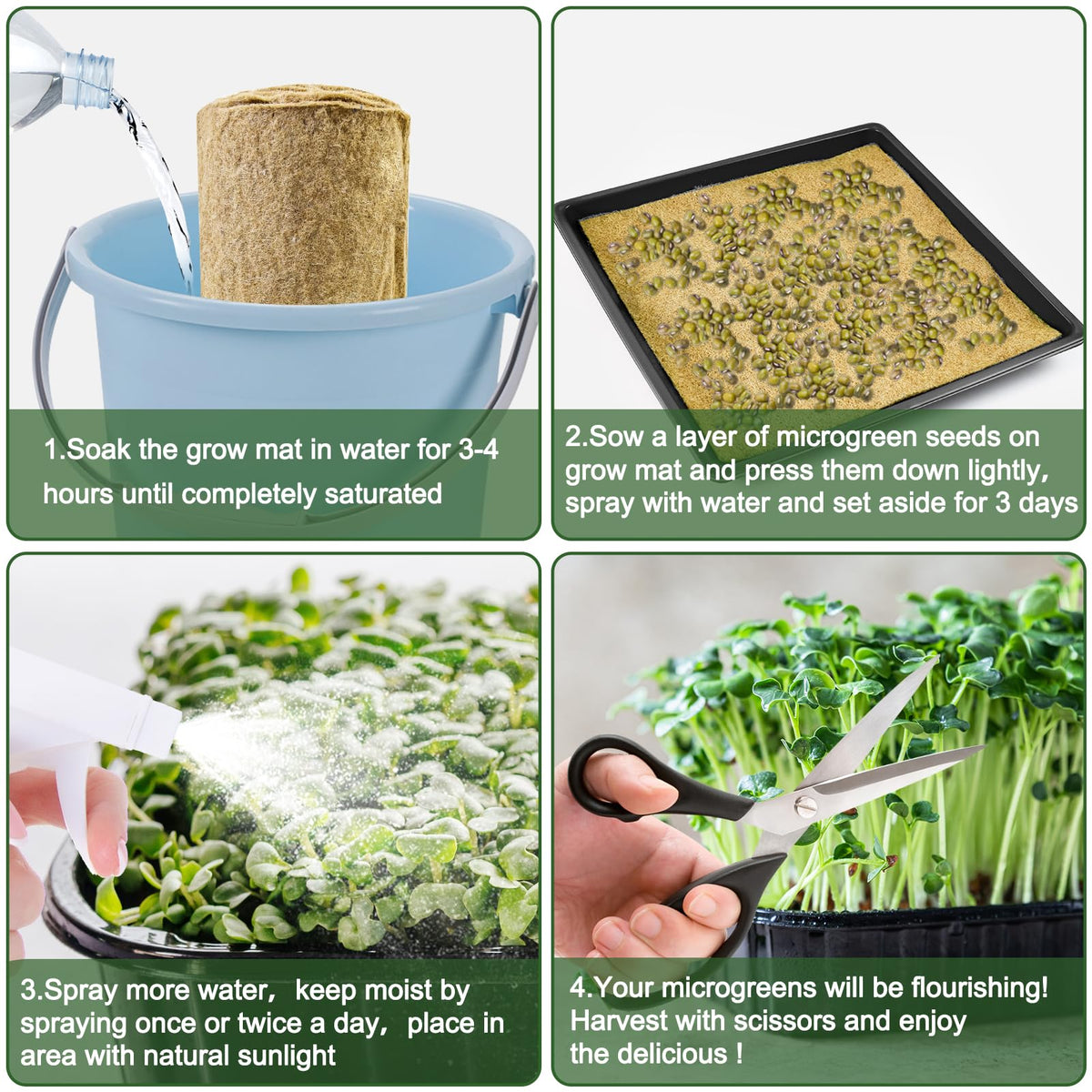 Emsiok jute hydroponic pad supports robust growth for sprouts and greens.