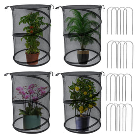 Emsiok plant cloche pop-up 4-pack protects seedlings with easy airflow.
