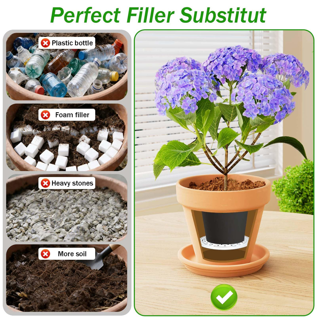 Emsiok easy-clean planter insert stays smooth and low maintenance.
