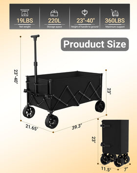 EMSLX wagon folding-compact-storage demonstrates easy transport and space saving.