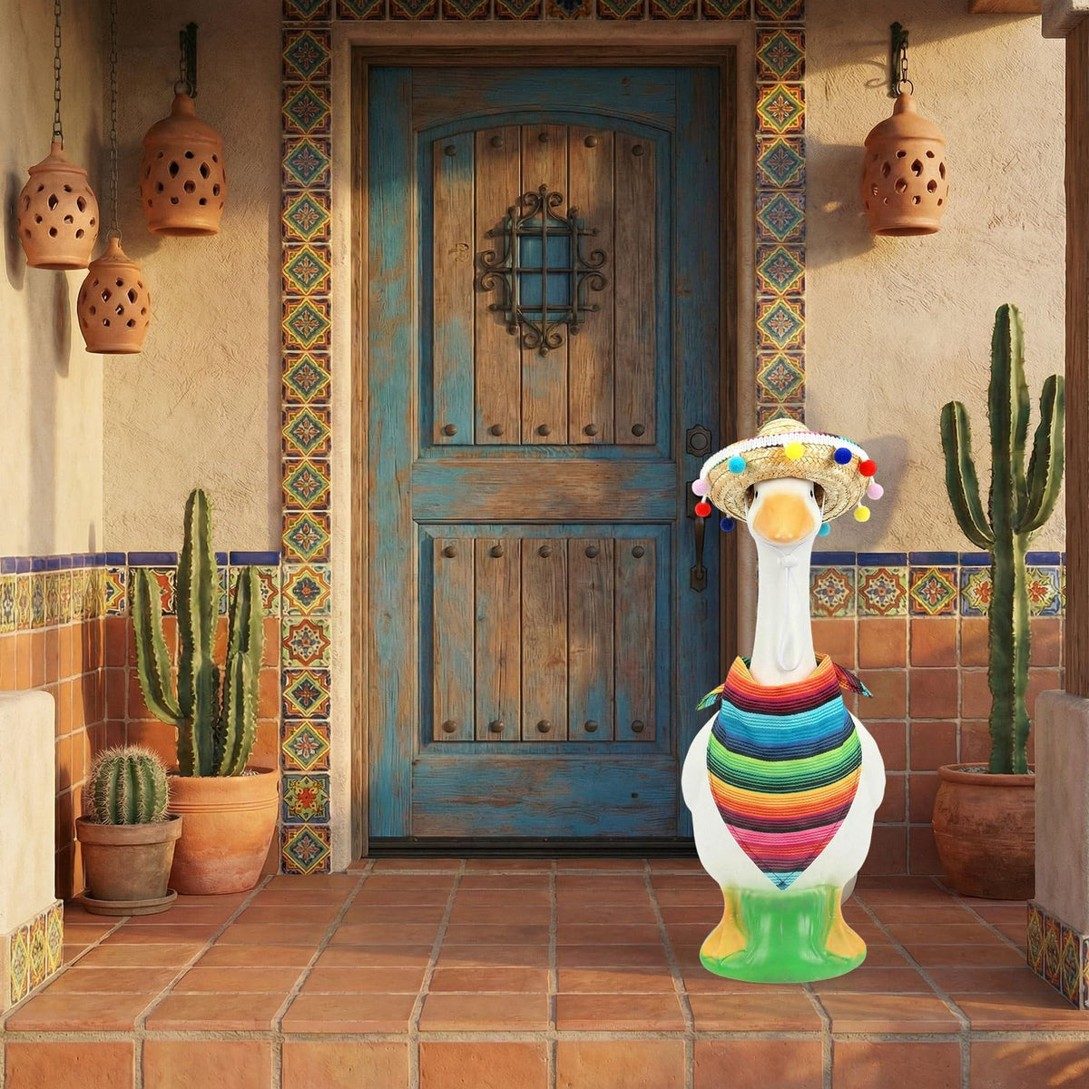 Vibrant lawn decoration idea from EMUTOL for porch geese and sculptures