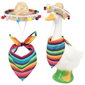 EMUTOL porch goose outfit with sombrero enhances garden decor for festive events