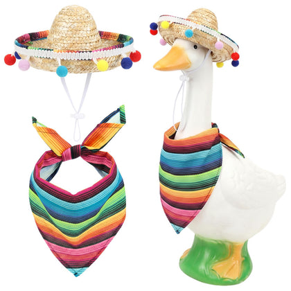 EMUTOL porch goose outfit with sombrero enhances garden decor for festive events