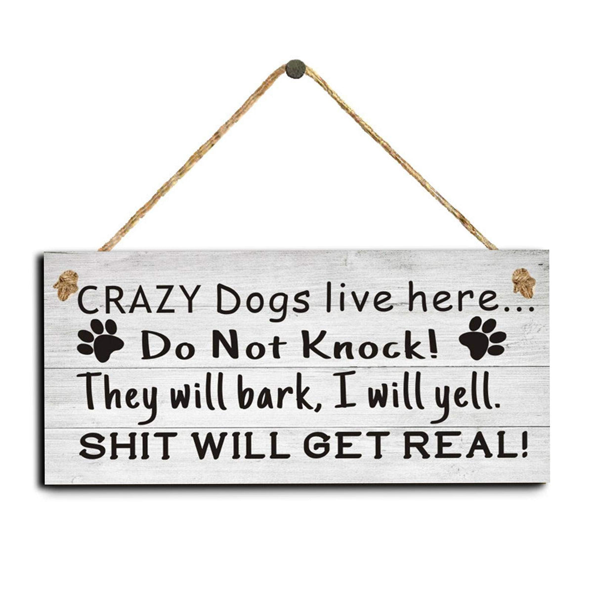 EMVANV dog sign front porch playful reminder to quiet visitors.