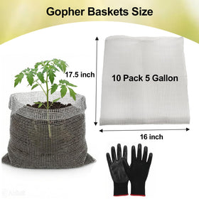 Emycool 5-gallon gopher baskets with clear dimensions for planning beds.