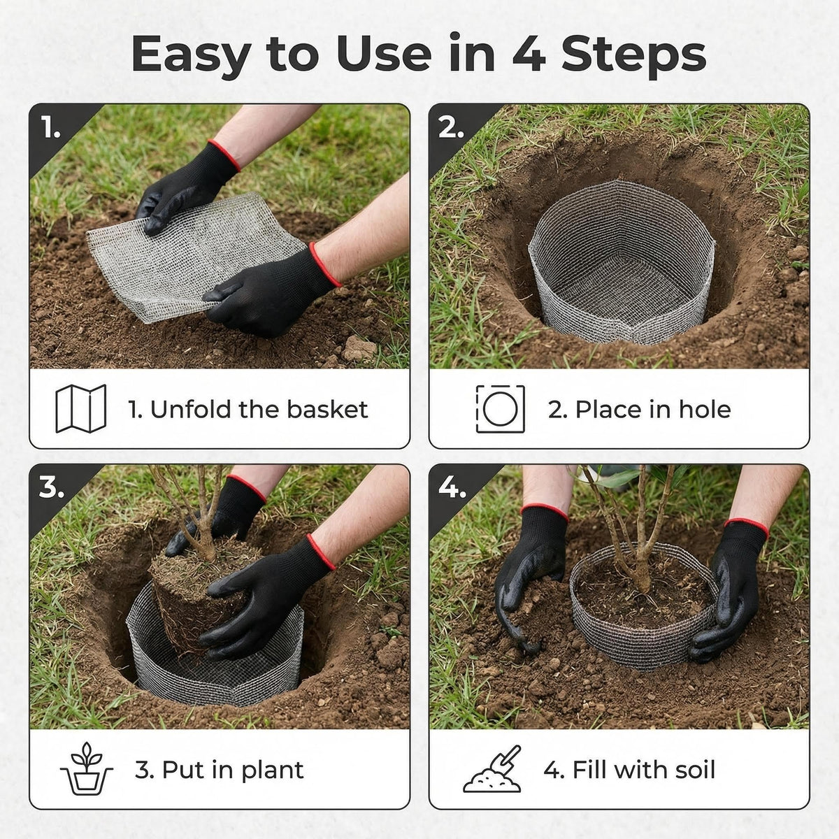 Emycool lightweight, flexible gopher baskets for easy seasonal storage.