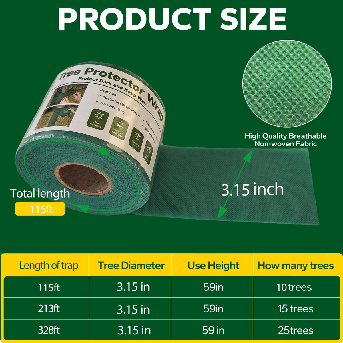 Emycool wrap is easy to install around tree trunks.