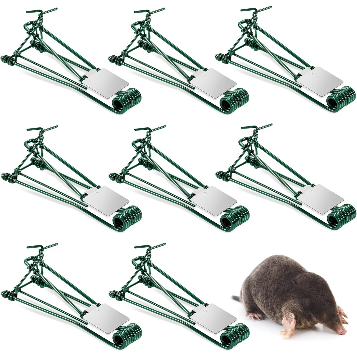 Enbabbor 8-pack metal gopher traps ready for outdoor use on lawns to defend against moles