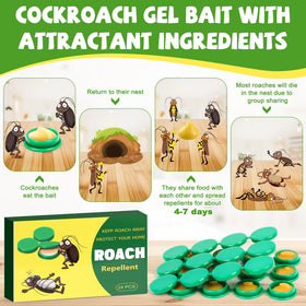 Enbabbor cockroach gel bait bait-station close-up with tape and bait insert.