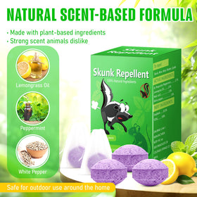Enbabbor skunk and raccoon repellent used outdoors near garden edges