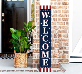 ENCHAN 47-inch porch sign with star-striped pattern for patriotic outdoor curb appeal