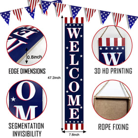 ENCHAN patriotic three-panel sign welcoming guests at entryways, patios, and yards