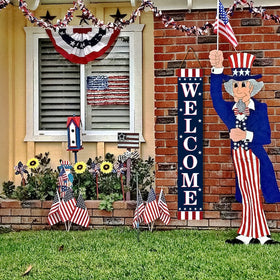 ENCHAN wall hanging or standing patriotic sign for versatile display