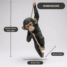 The Enchanted Garden front porch decor monkey statue stands 21.7 inches tall for bold presence.
