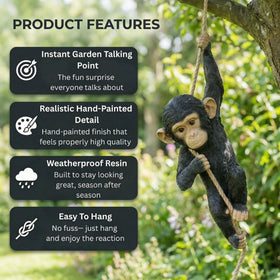 The Enchanted Garden resin monkey statue features hand-painted detail for a lifelike outdoor focal point.