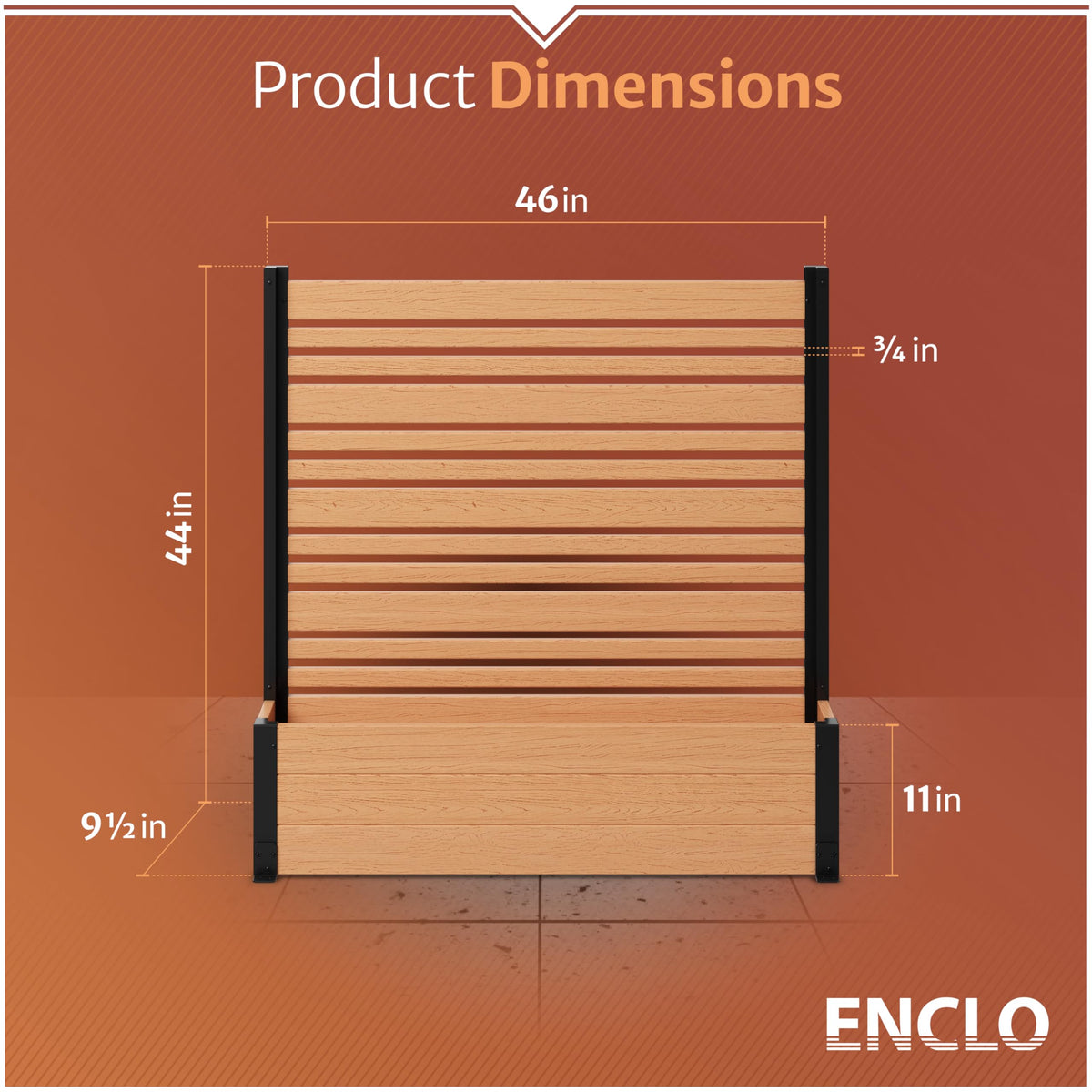 Enclo Florence privacy screen with cedar color finish adds stylish outdoor charm.