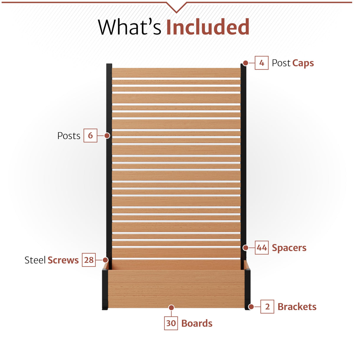 Planter box integrated with the Enclo Florence privacy screen for greenery.