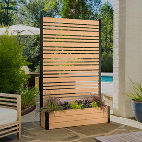 Enclo Florence cedar privacy screen with maintenance-free wood-like finish.