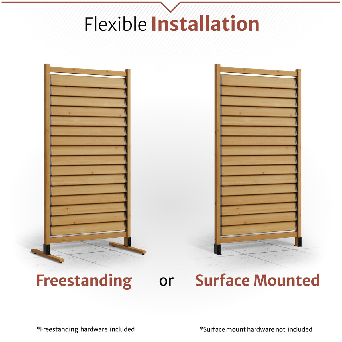 Enclo Solara louvered screen with closed slats delivers private outdoor screening.