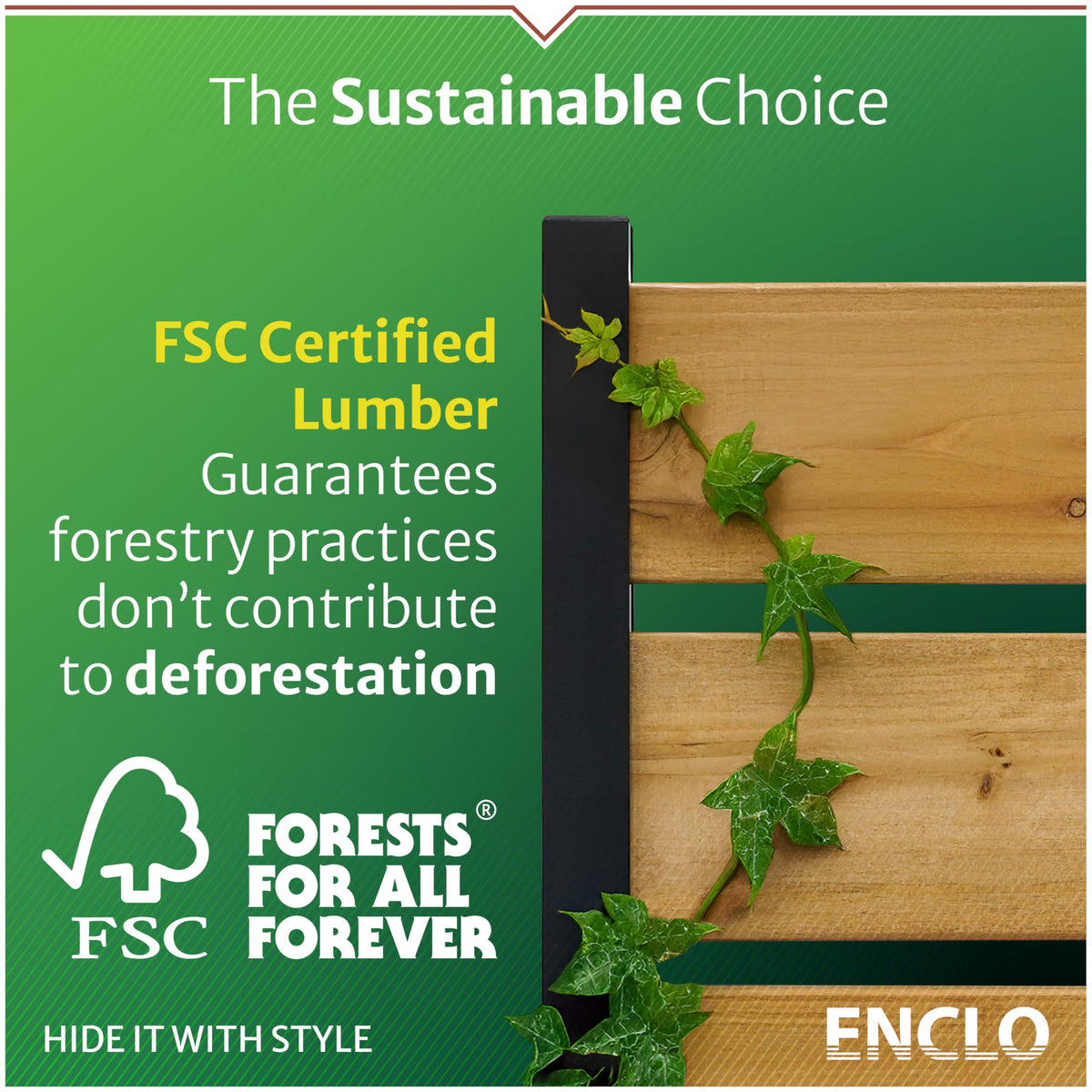 Enclo Solara close-up of FSC wood grain ready for staining.