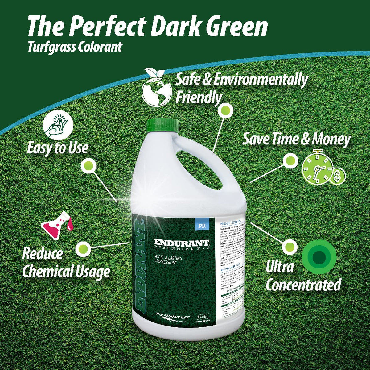 Endurant concentrated formula for mixing 8 oz to 1 gallon on large lawns