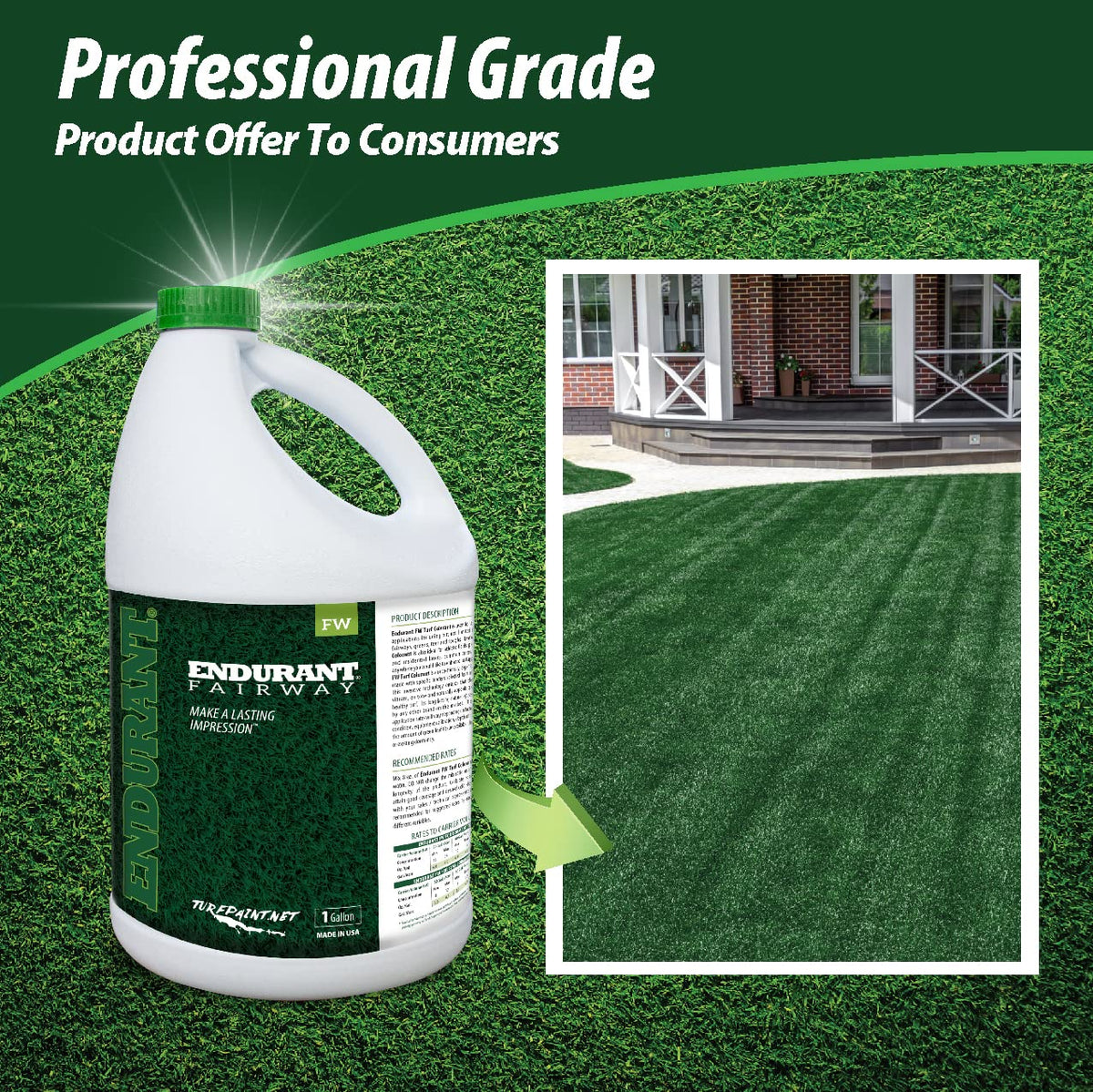 Endurant turf colorants dense green coverage on lawn enhances curb appeal