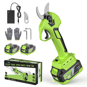 EnduTools electric pruning shears with dual batteries ready for long pruning sessions.