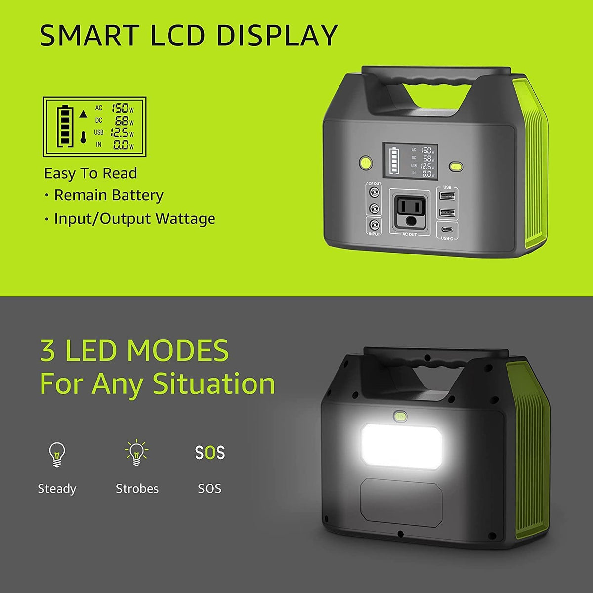 EnginStar 150W portable power station box includes car and home chargers.