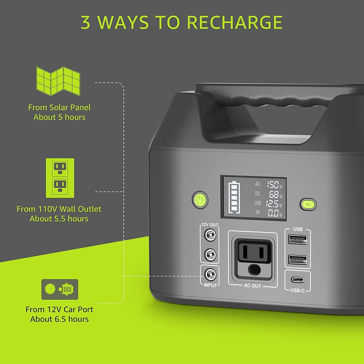EnginStar 155Wh power station smart protection against overload and overheating.