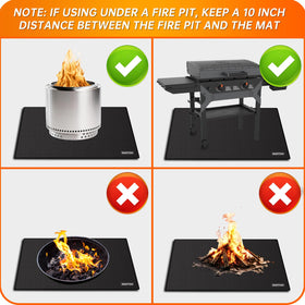 ENGPOW indoor fireplace protector placed beneath a hearth to catch embers.