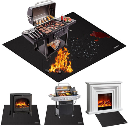 ENGPOW large under grill mat under a grill protecting deck from sparks and stains.