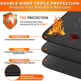 ENGPOW universal grill-use mat placed under different grill types for protection.