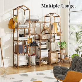 EnHomee corner plant stand holds 15–21 pots, ideal for compact spaces.