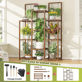 EnHomee plant stand with hanging rods display for trailing plants