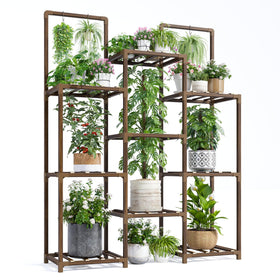 EnHomee tall indoor plant stand front view with large 10–12 pot capacity