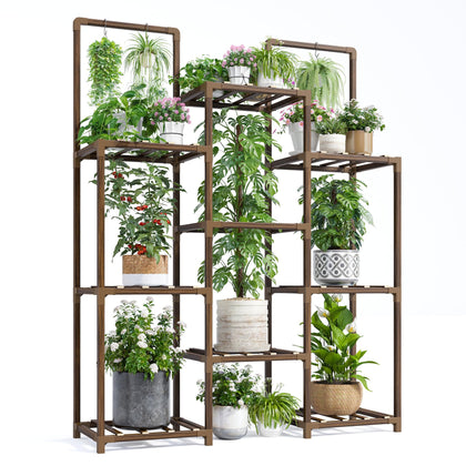 EnHomee tall indoor plant stand front view with large 10–12 pot capacity