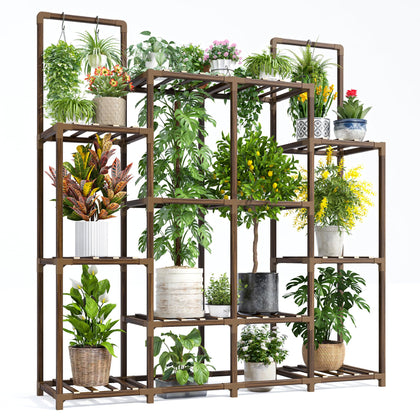EnHomee plant stand with large-capacity layout for 12–14 pots, optimized sun exposure.