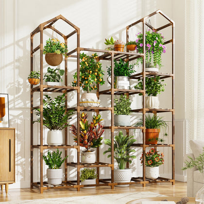 EnHomee tall plant stand for indoor or outdoor use, space-saving vertical display.