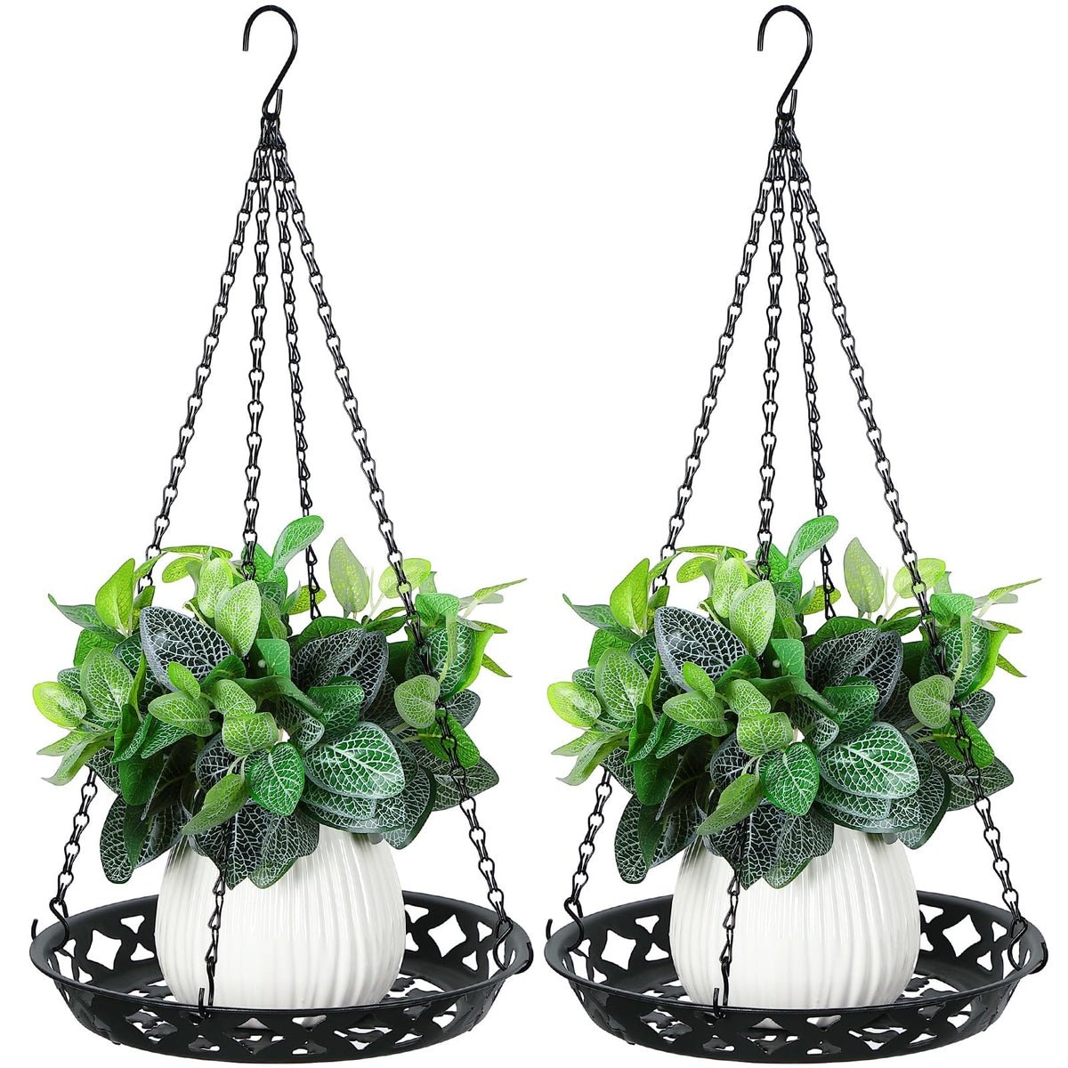 Enhon 2-pack plant hanger with 12-inch steel basket, ideal for sturdy indoor displays.