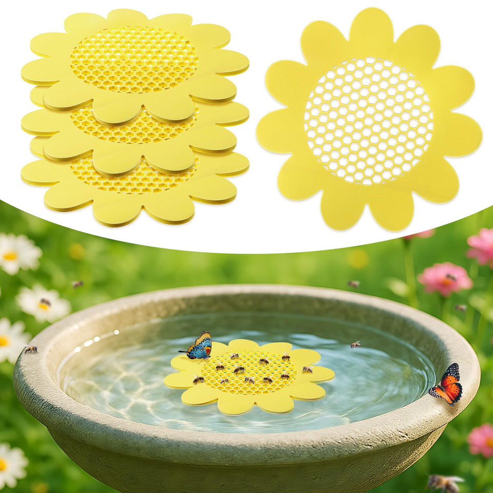 Enhon 4-pack Bee Watering Station floating on water, safe pollinator drinking spots