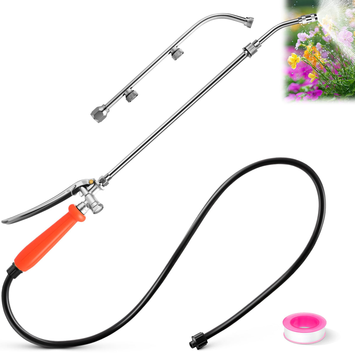 Enhon all-metal pump sprayer wand with extended reach for precise garden spraying