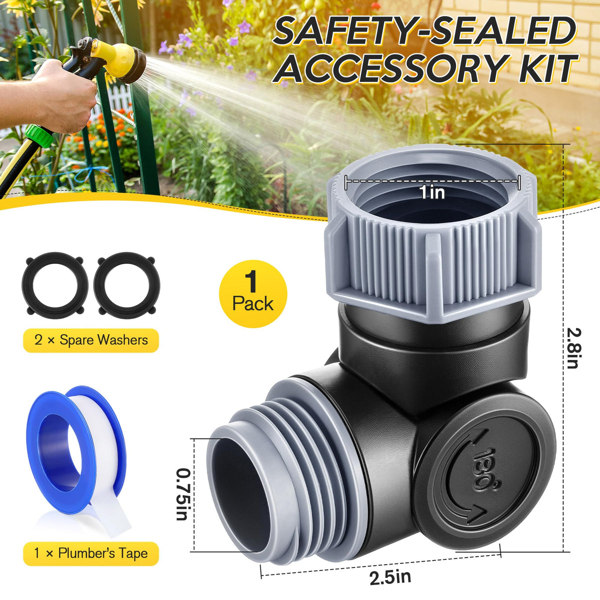 Enhon provides leak-proof seal with included washers and tape