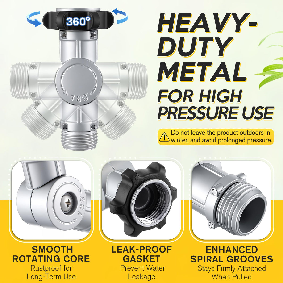 Enhon swivel design protects hoses and improves flow.