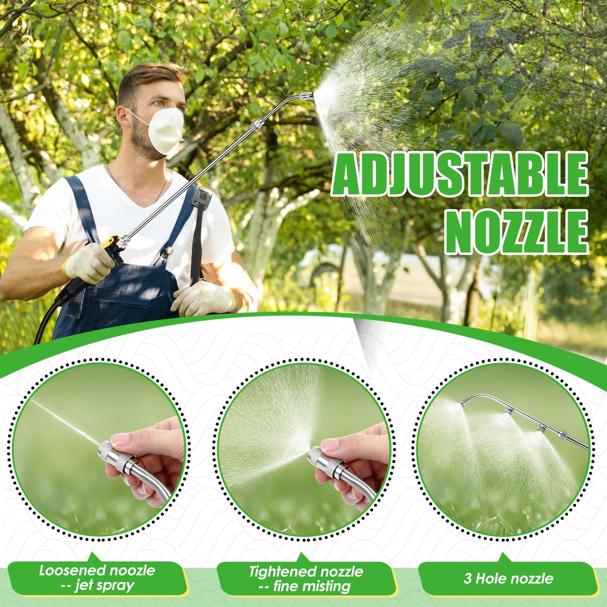 Enhon pump sprayer wand includes 1.25 m PVC hose for flexible spraying