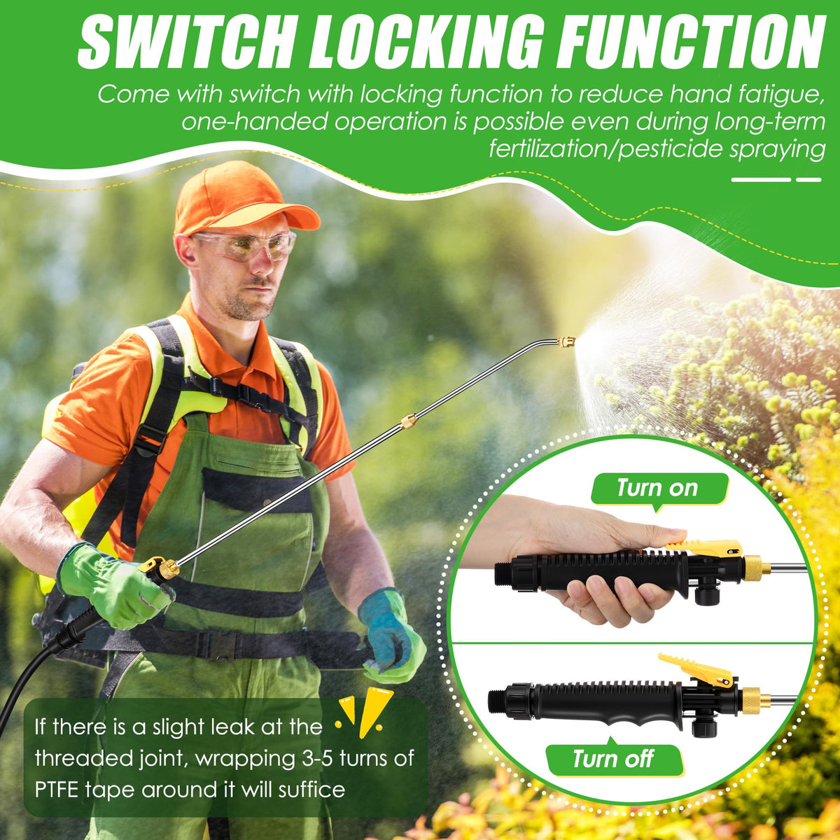 Enhon adjustable nozzle focuses on mist to direct spray for weed control.