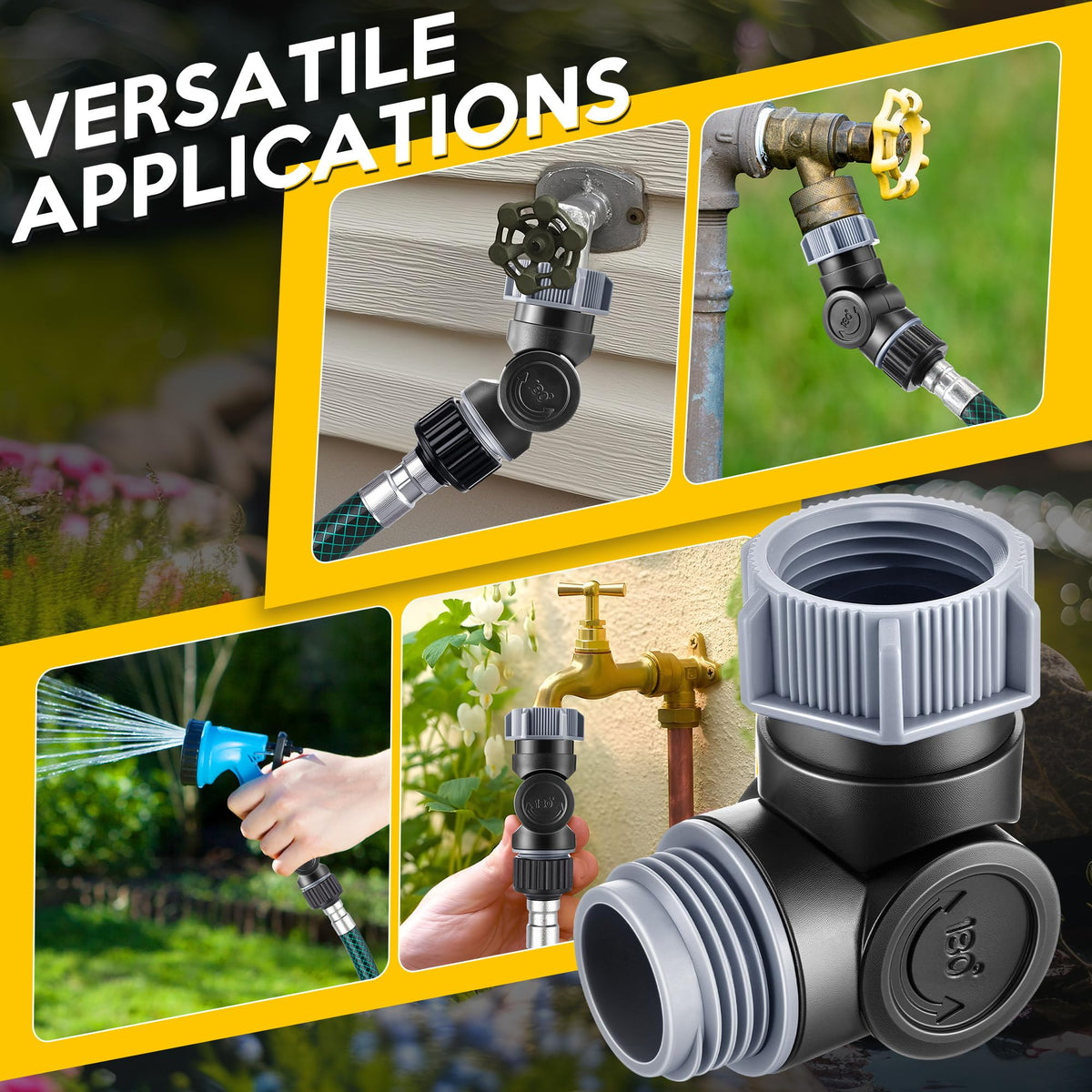 Enhon RV hose connection showing easy hookup and reduced hose strain