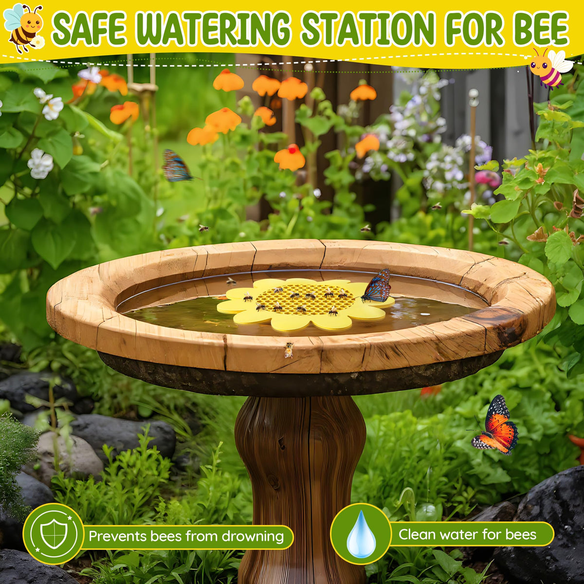 Enhon sunflower floating bee island attracts bees and butterflies