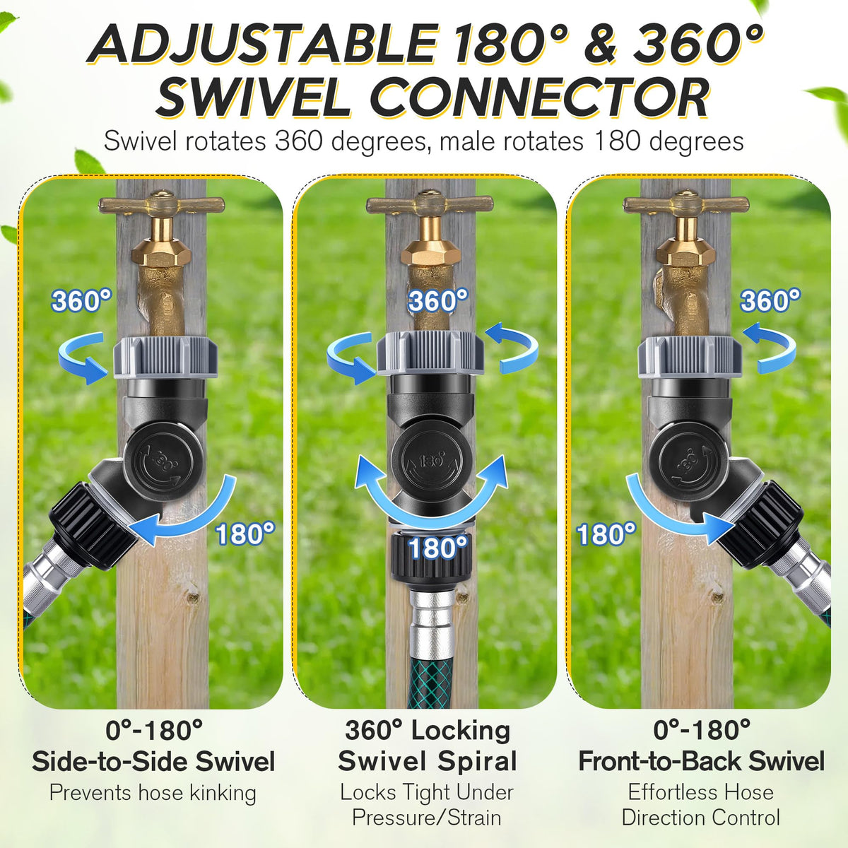 Enhon universal 3/4-inch fit works with hoses, sprinklers, and spigots